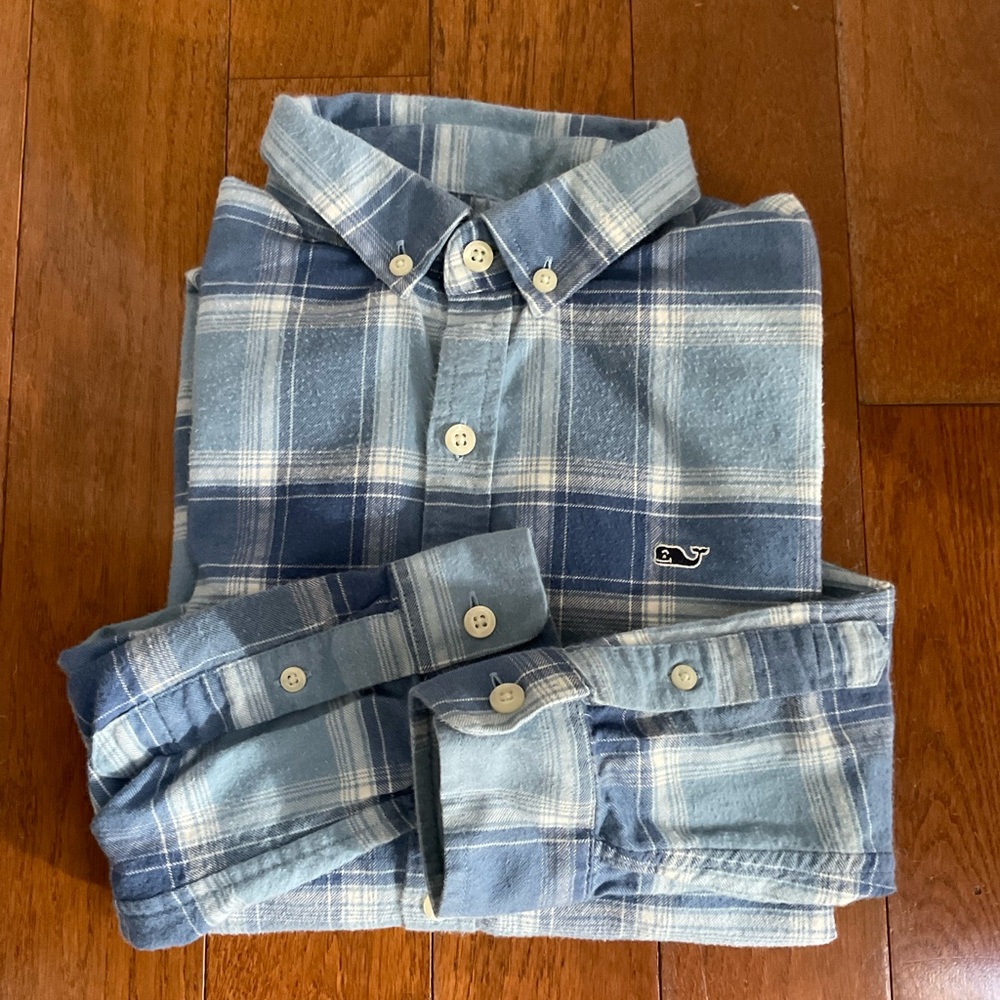 VINEYARD VINES Kids Boys Blue Plaid Flannel L/S
Shirt Size Medium (12-14)